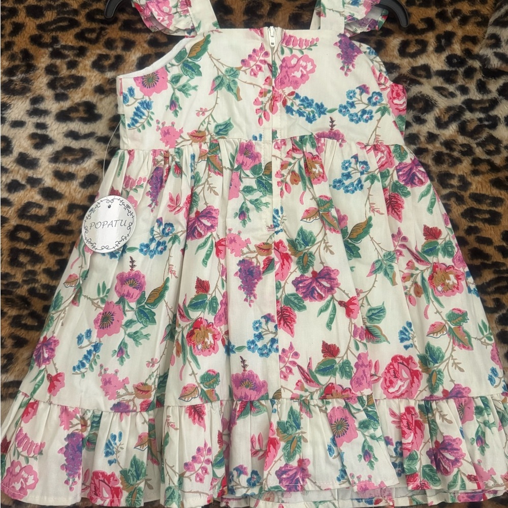Popatu Floral Kids Dress - Pink, Green, and Cream